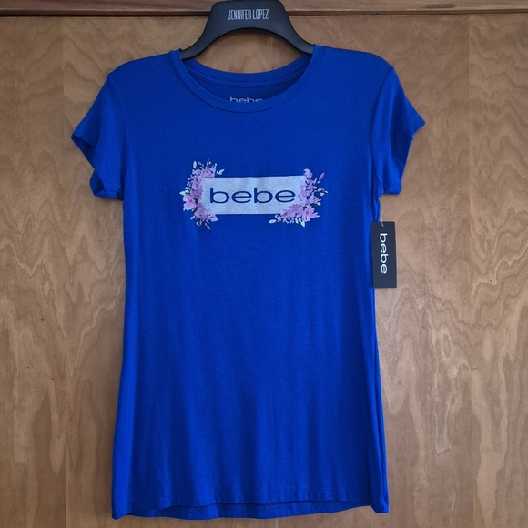 bebe Tops - Bebe Blue Graphic T-Shirt, size M